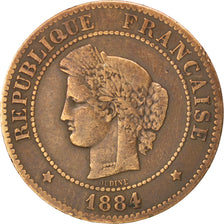 Monnaie, France, Cérès, 5 Centimes, 1884, Paris, TB, Bronze, KM:821.1