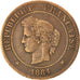 Monnaie, France, Cérès, 5 Centimes, 1884, Paris, TB, Bronze, KM:821.1