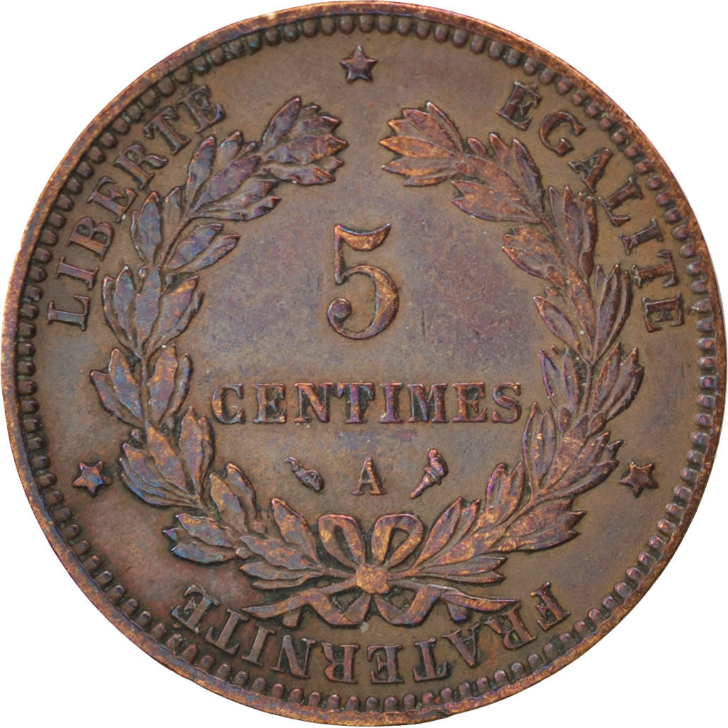 FRANCE, Cérès, 5 Centimes, 1897, Paris, KM #821.1, VF(30-35), Bronze, Gadoury #.