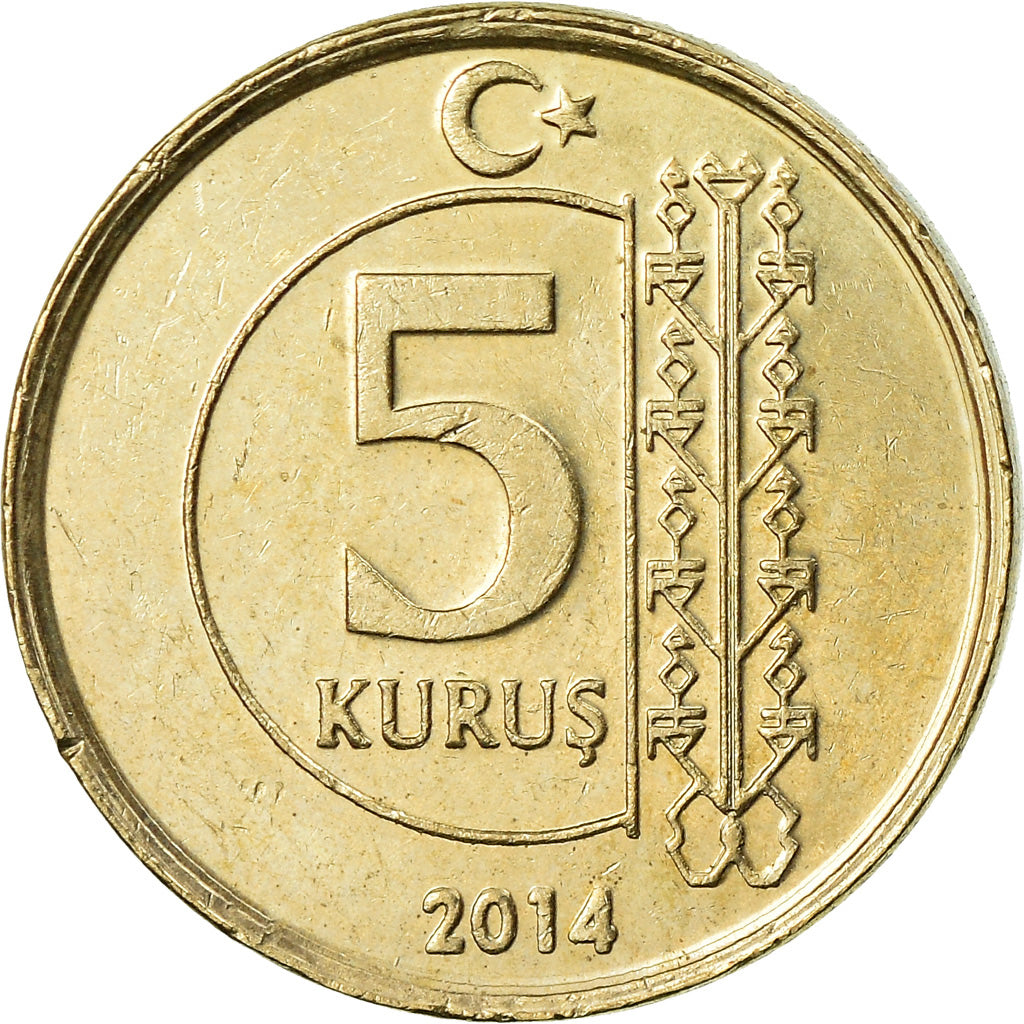 Monnaie, Turquie, 5 Kurus, 2014, TTB, Laiton