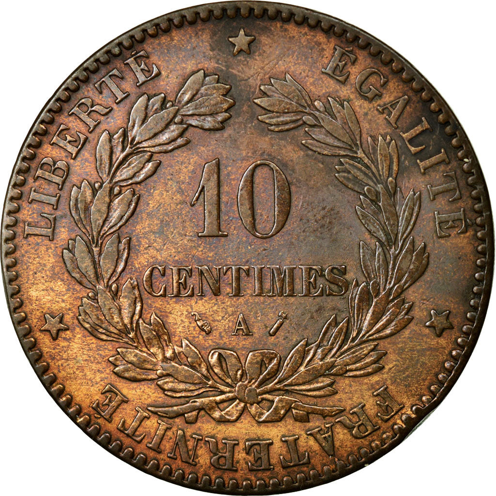 Coin, France, Cérès, 10 Centimes, 1882, Paris, AU(50-53), Bronze, KM:815.1