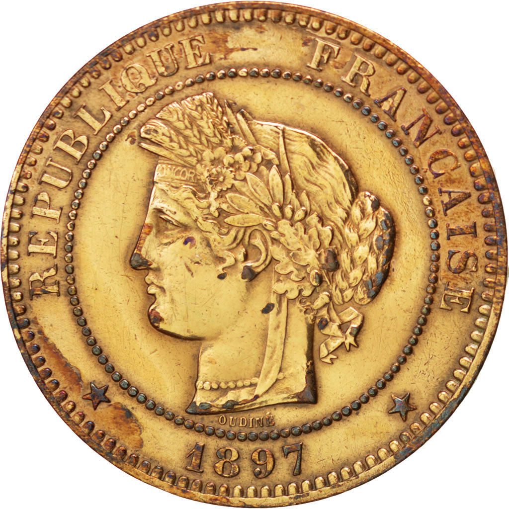 FRANCE, Cérès, 10 Centimes, 1897, Paris, KM #815.1, EF(40-45), Bronze, Gadoury #