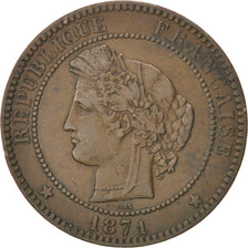 FRANCE, Cérès, 10 Centimes, 1871, Paris, KM #815.1, EF(40-45), Bronze, Gadoury #