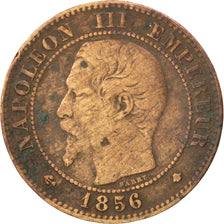 FRANCE, Napoléon III, 2 Centimes, 1856, Strasbourg, KM #776.3, F(12-15), Bronze,