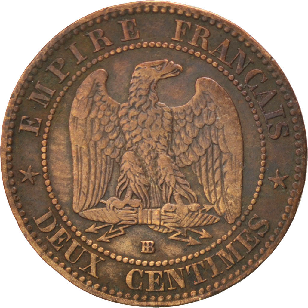 FRANCE, Napoléon III, 2 Centimes, 1856, Strasbourg, KM #776.3, F(12-15), Bronze,