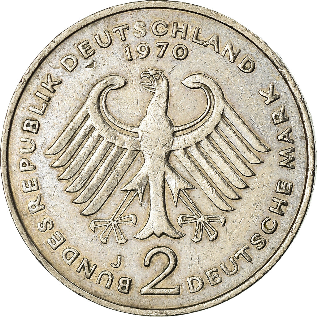 Coin, GERMANY - FEDERAL REPUBLIC, 2 Mark, 1970, Hambourg, EF(40-45)