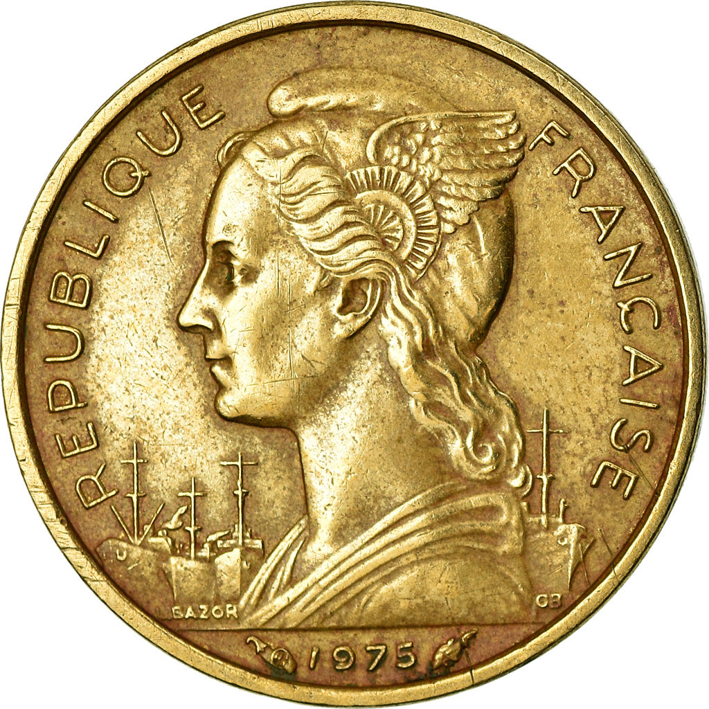 Coin, FRENCH AFARS & ISSAS, 10 Francs, 1975, Paris, EF(40-45), Aluminum-Bronze