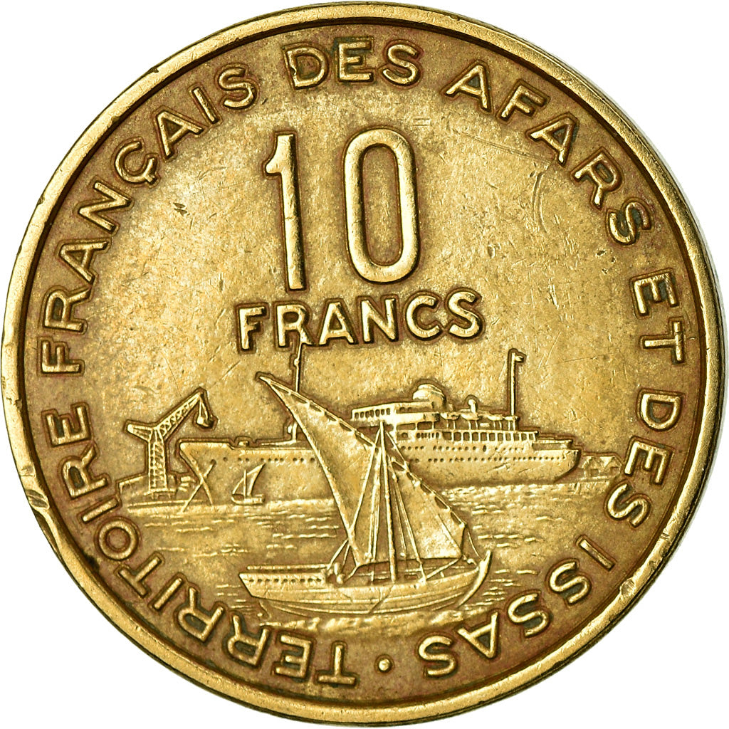 Coin, FRENCH AFARS & ISSAS, 10 Francs, 1975, Paris, EF(40-45), Aluminum-Bronze