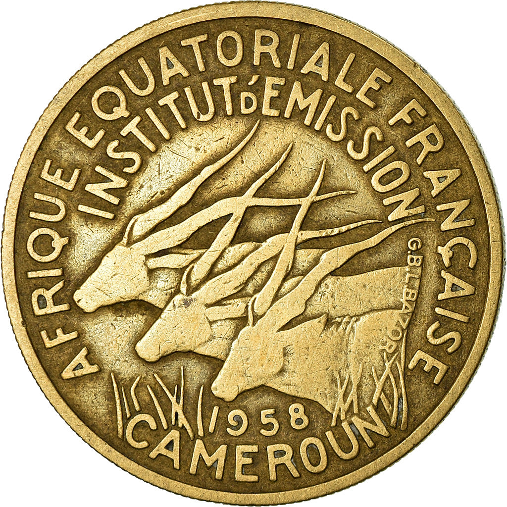 Coin, Cameroon, 25 Francs, 1958, VF(30-35), Aluminum-Bronze, KM:12
