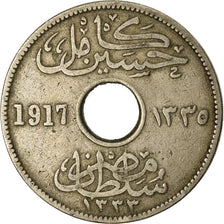Moneta, Egitto, Hussein Kamil, 5 Milliemes, 1917, BB, Rame-nichel, KM:315