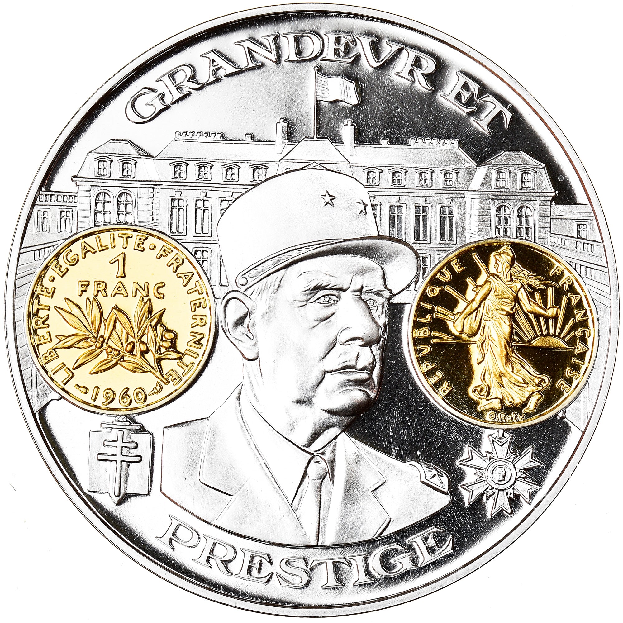 France, Medal, Histoire Monétaire, Franc Semeuse, De Gaulle, MS(65-70), Silver