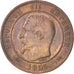 FRANCE, Napoléon III, 10 Centimes, 1855, Rouen, KM #771.2, VF(20-25), Bronze, G.