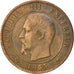 FRANCE, Napoléon III, 10 Centimes, 1855, Paris, KM #771.1, VF(30-35), Bronze, G.