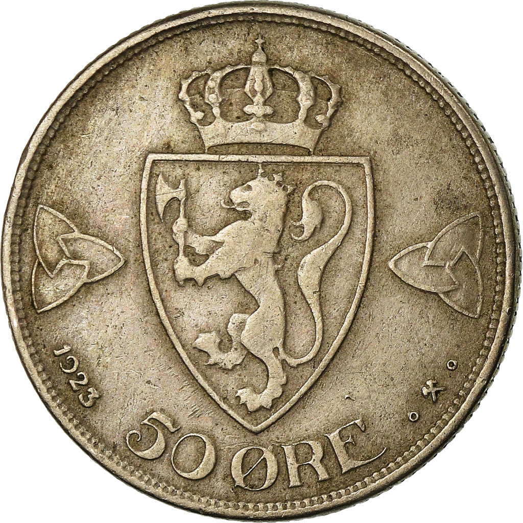 Coin, Norway, Haakon VII, 50 Öre, 1923, EF(40-45), Copper-nickel, KM:379
