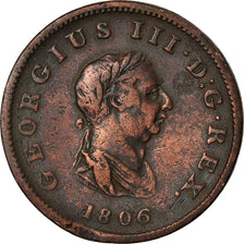 Moneta, Gran Bretagna, George III, 1/2 Penny, 1806, MB, Rame, KM:662