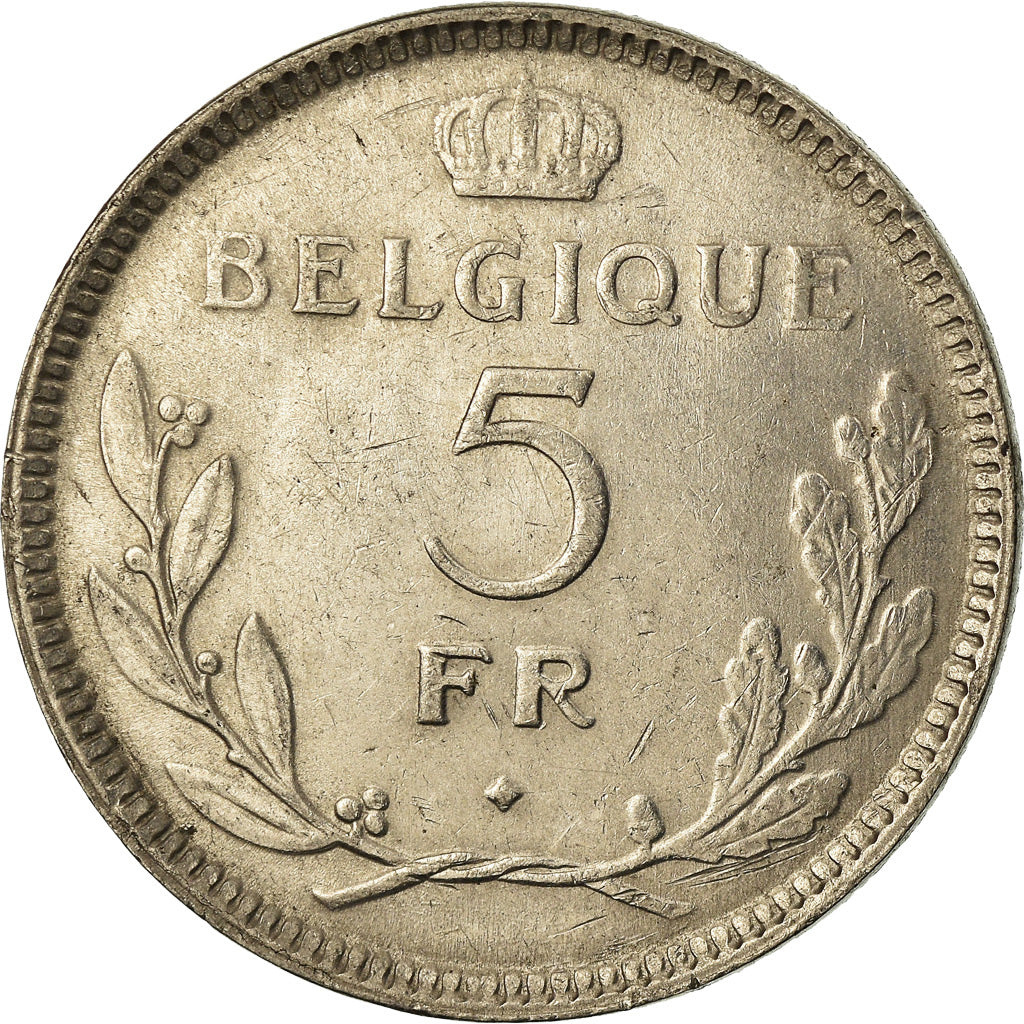 Coin, Belgium, 5 Francs, 5 Frank, 1937, EF(40-45), Nickel, KM:108