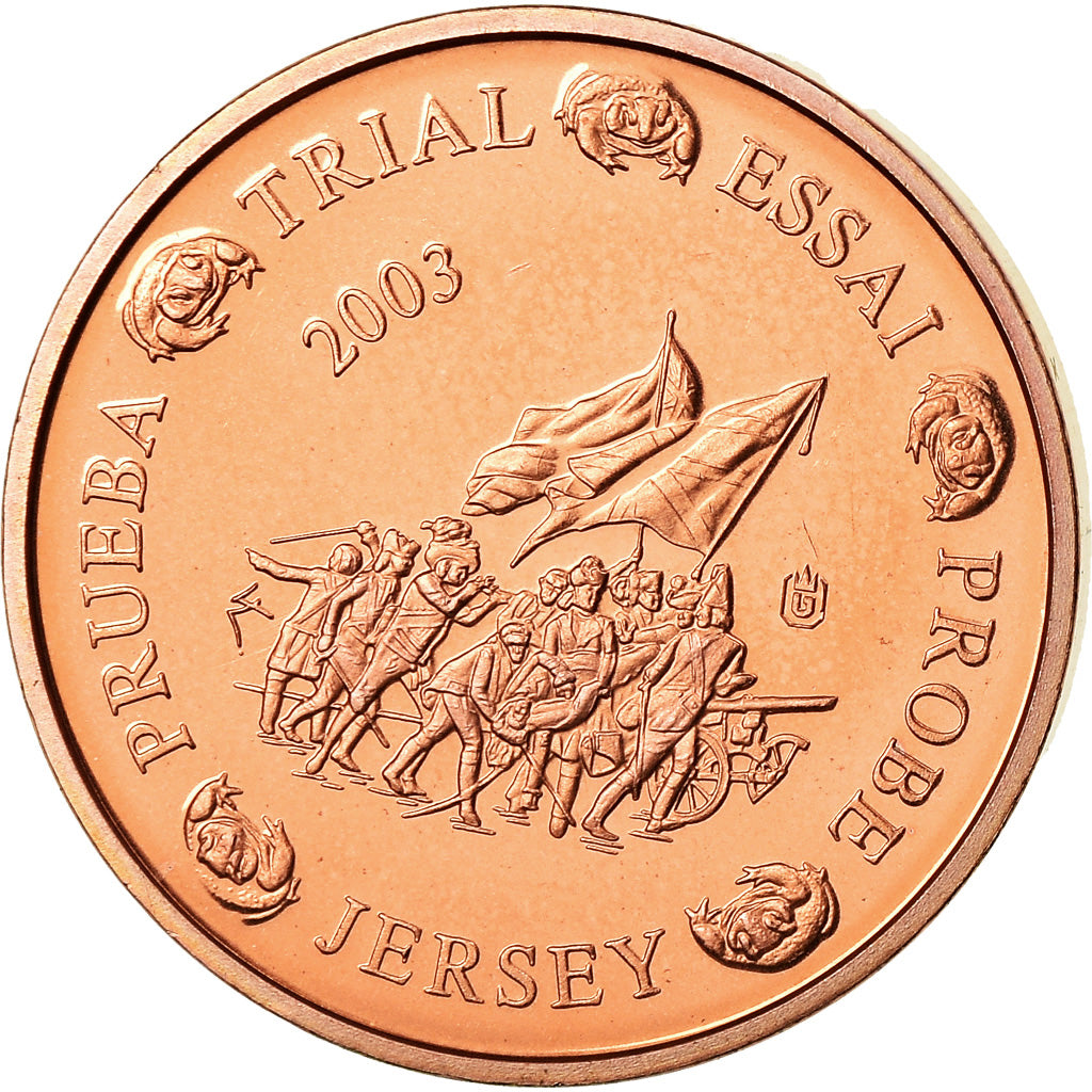 Jersey, Medal, 2 C, Essai Trial, 2003, MS(63), Copper