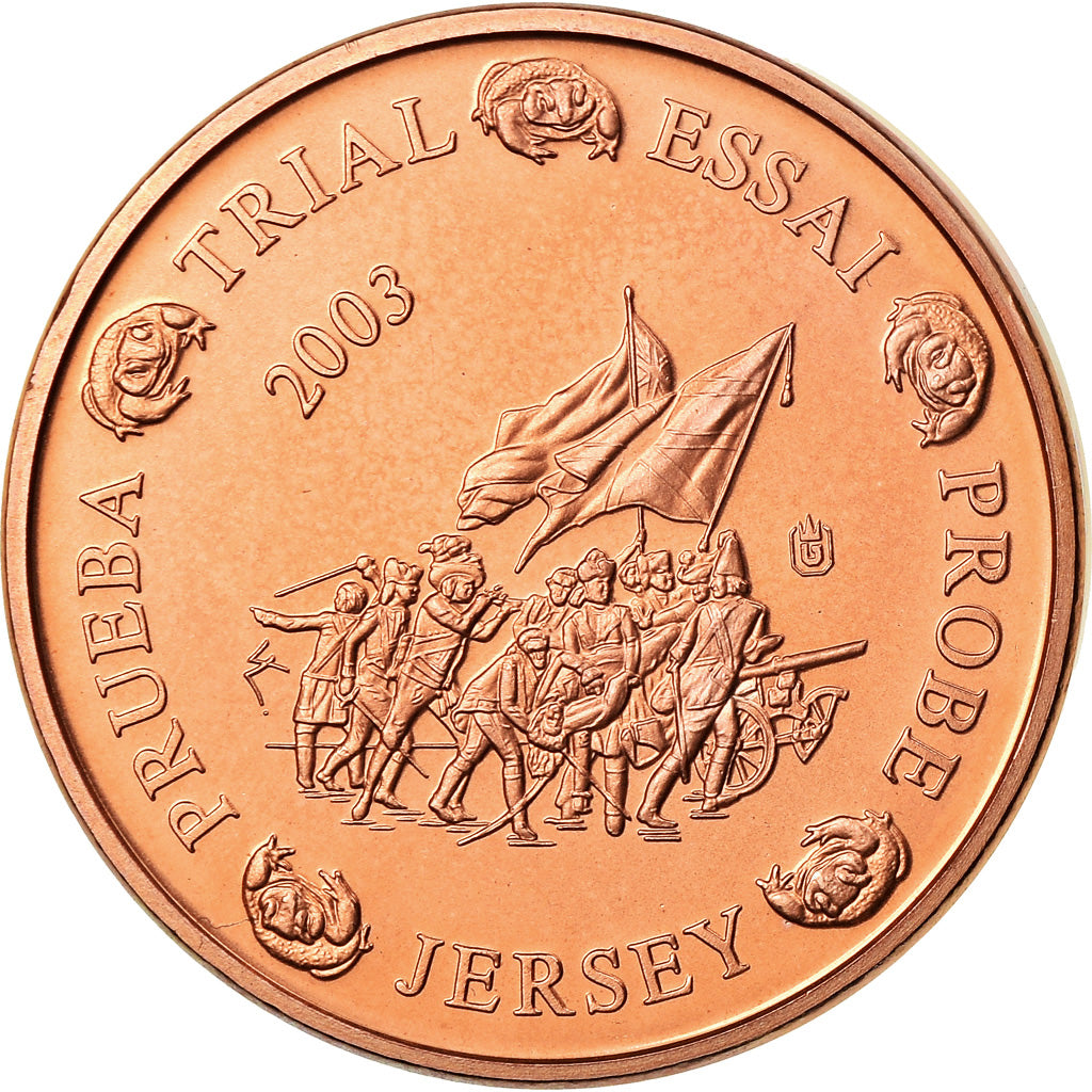 Jersey, Médaille, 5 C, Essai-Trial, 2003, SPL, Cuivre