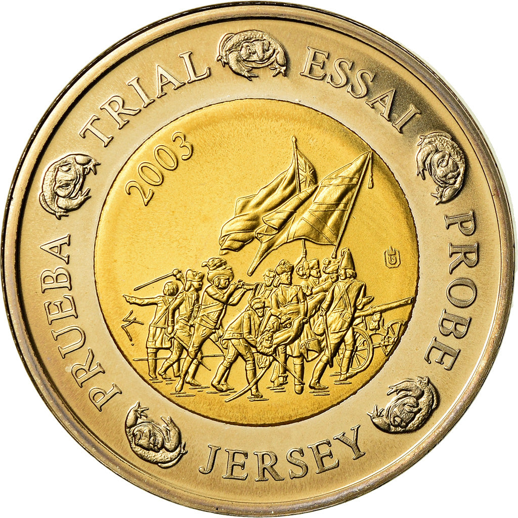 Jersey, Médaille, 2 E, Essai-Trial, 2003, SPL, Bi-Metallic