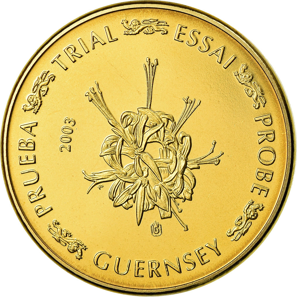 Guernsey, medalla, 20 C, Essai-Trial, 2003, SC, Cobre - níquel dorado