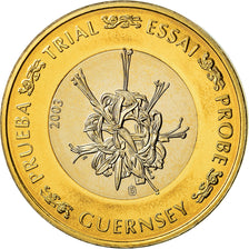 Guernsey, Medal, 1 E, Essai-Trial, 2003, MS(63), Bi-Metallic