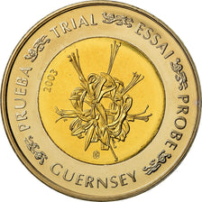 Guernsey, Medal, 2 E, Essai-Trial, 2003, MS(63), Bi-Metallic