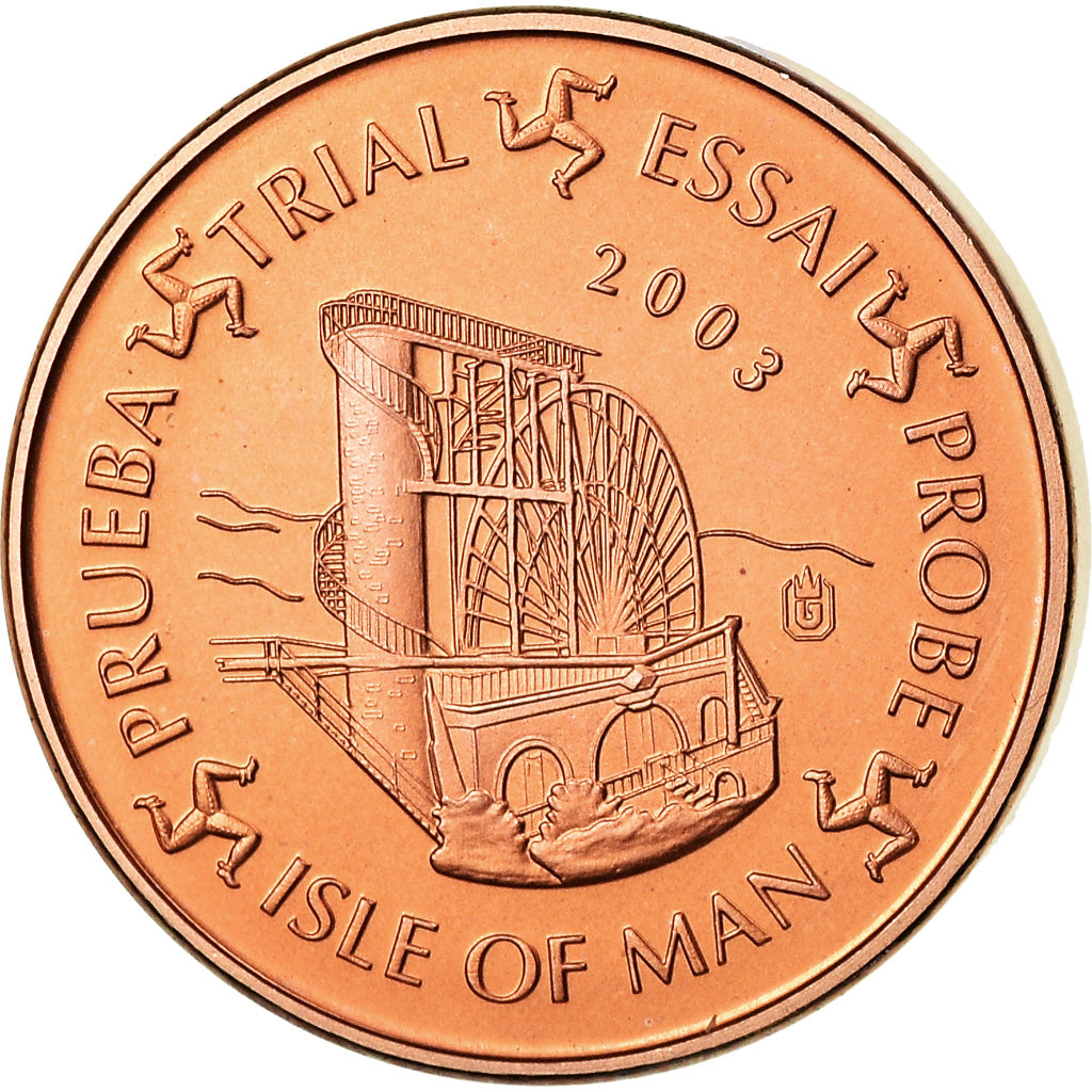 Isle of Man, Medal, 1 C, Essai Trial, 2003, MS(63), Copper