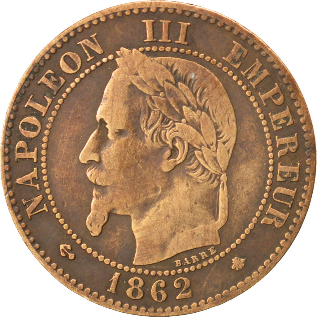 Second Empire, 2 Centimes Napoléon III tête laurée, 1862 A, KM 796.4