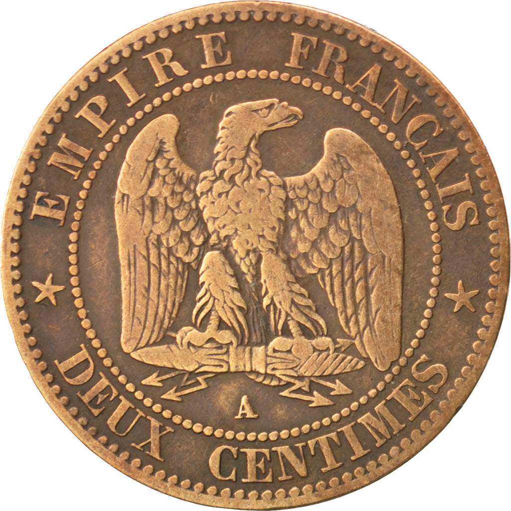 Second Empire, 2 Centimes Napoléon III tête laurée, 1862 A, KM 796.4