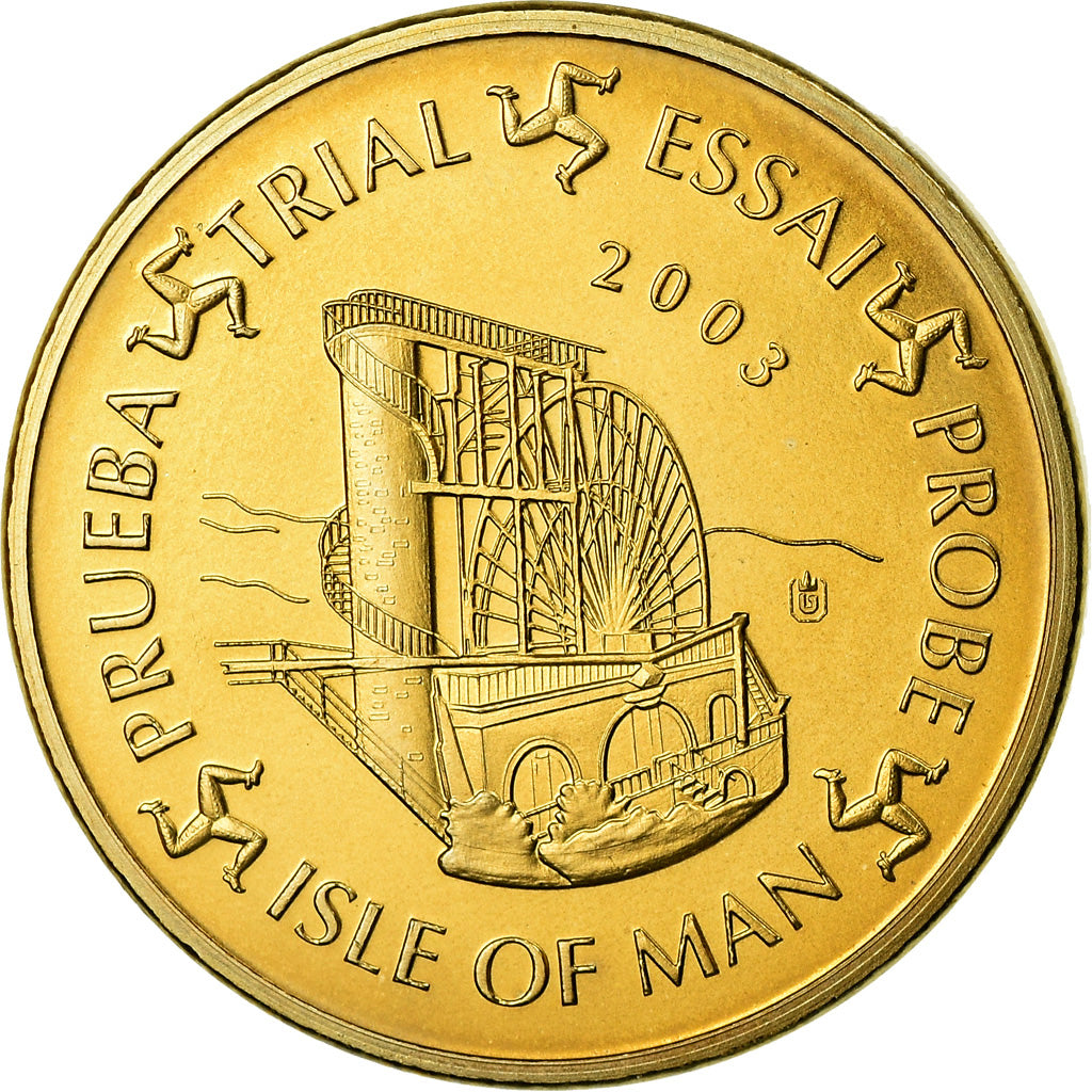 Eiland Man, Medaille, 20 C, Essai-Trial, 2003, UNC-, Copper-Nickel Gilt