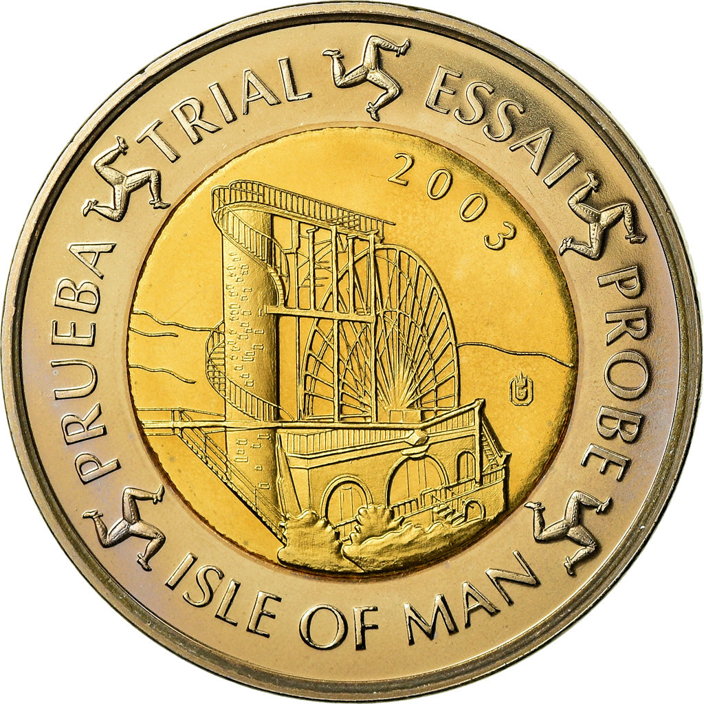 Isle of Man, Medal, 2 E, Essai-Trial, 2003, MS(63), Bi-Metallic