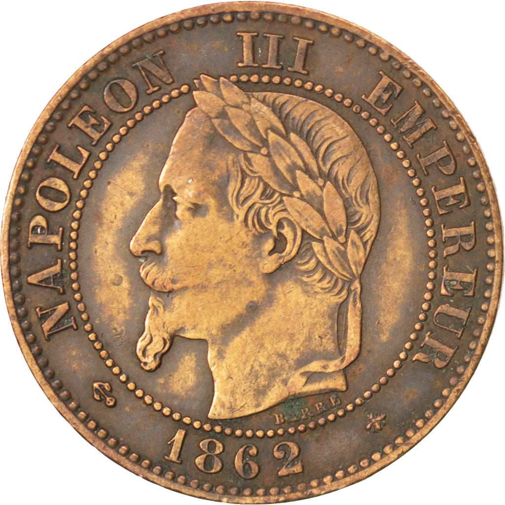 FRANCE, Napoléon III, 2 Centimes, 1862, Paris, KM #796.4, VF(20-25), Bronze, G..
