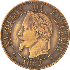 FRANCE, Napoléon III, 2 Centimes, 1862, Paris, KM #796.4, VF(20-25), Bronze, G..