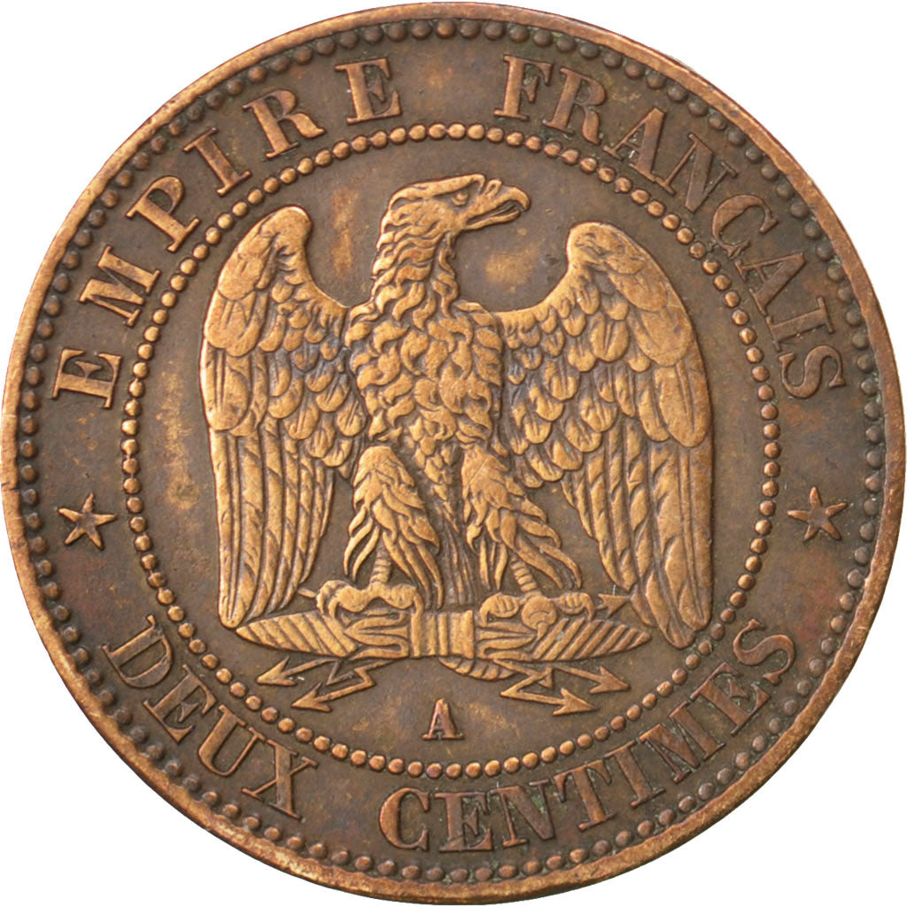 FRANCE, Napoléon III, 2 Centimes, 1862, Paris, KM #796.4, VF(20-25), Bronze, G..