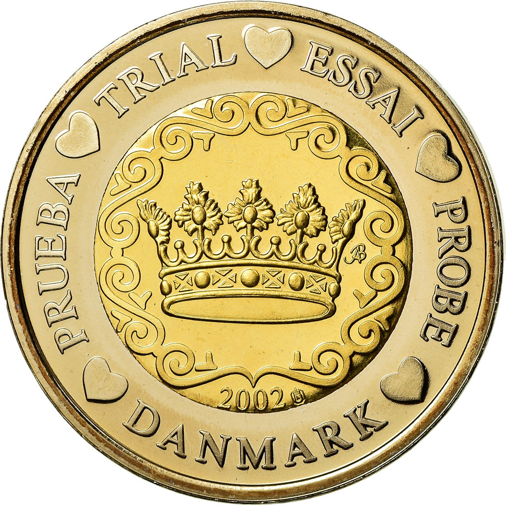 Dania, Medal, 2 E, Essai-Trial, 2002, MS(63), Bimetaliczny