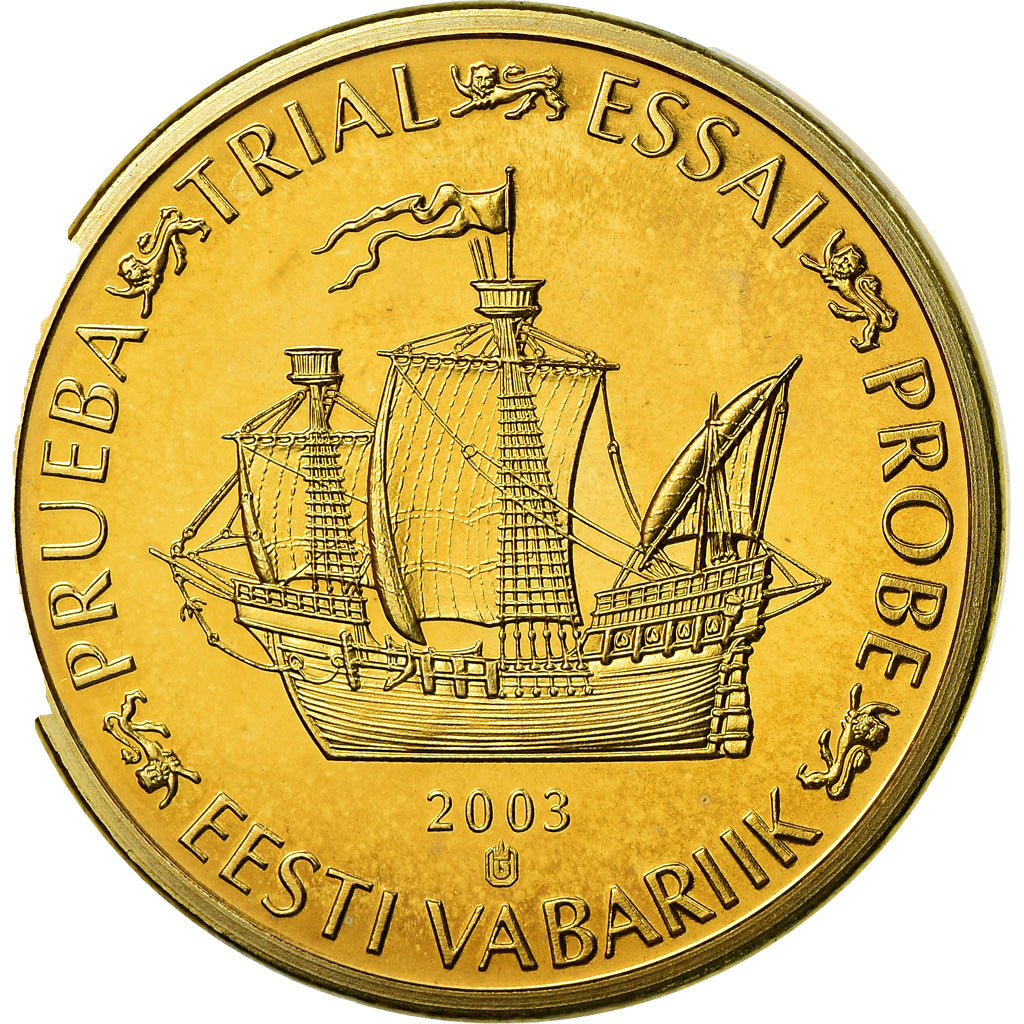Estonia, Medal, 20 C, Essai-Trial, 2003, MS(63), Copper-Nickel Gilt