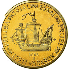 Estonia, Medal, 20 C, Essai-Trial, 2003, MS(63), Copper-Nickel Gilt