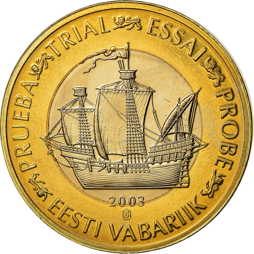 Estonia, Medal, 1 E, Essai-Trial, 2003, MS(63), Bi-Metallic