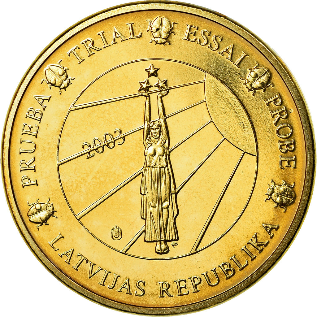 Latvia, Medal, 50 C, Essai Trial, 2003, MS(63), Copper-Nickel Gilt