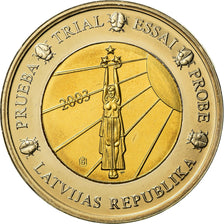 Łotwa, Medal, 2 E, Essai-Trial, 2003, MS(63), Bimetaliczny