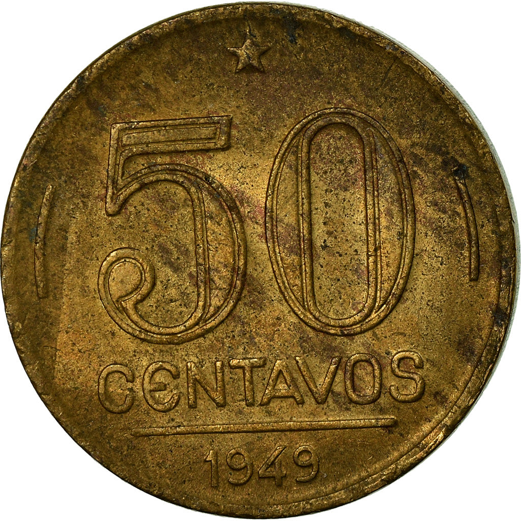 Moneda, Brasil, 50 Centavos, 1949, MBC, Aluminio - bronce, KM:563