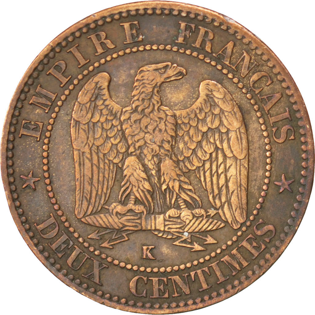 FRANCE, Napoléon III, 2 Centimes, 1862, Bordeaux, KM #796.6, VF(30-35), Bronze,