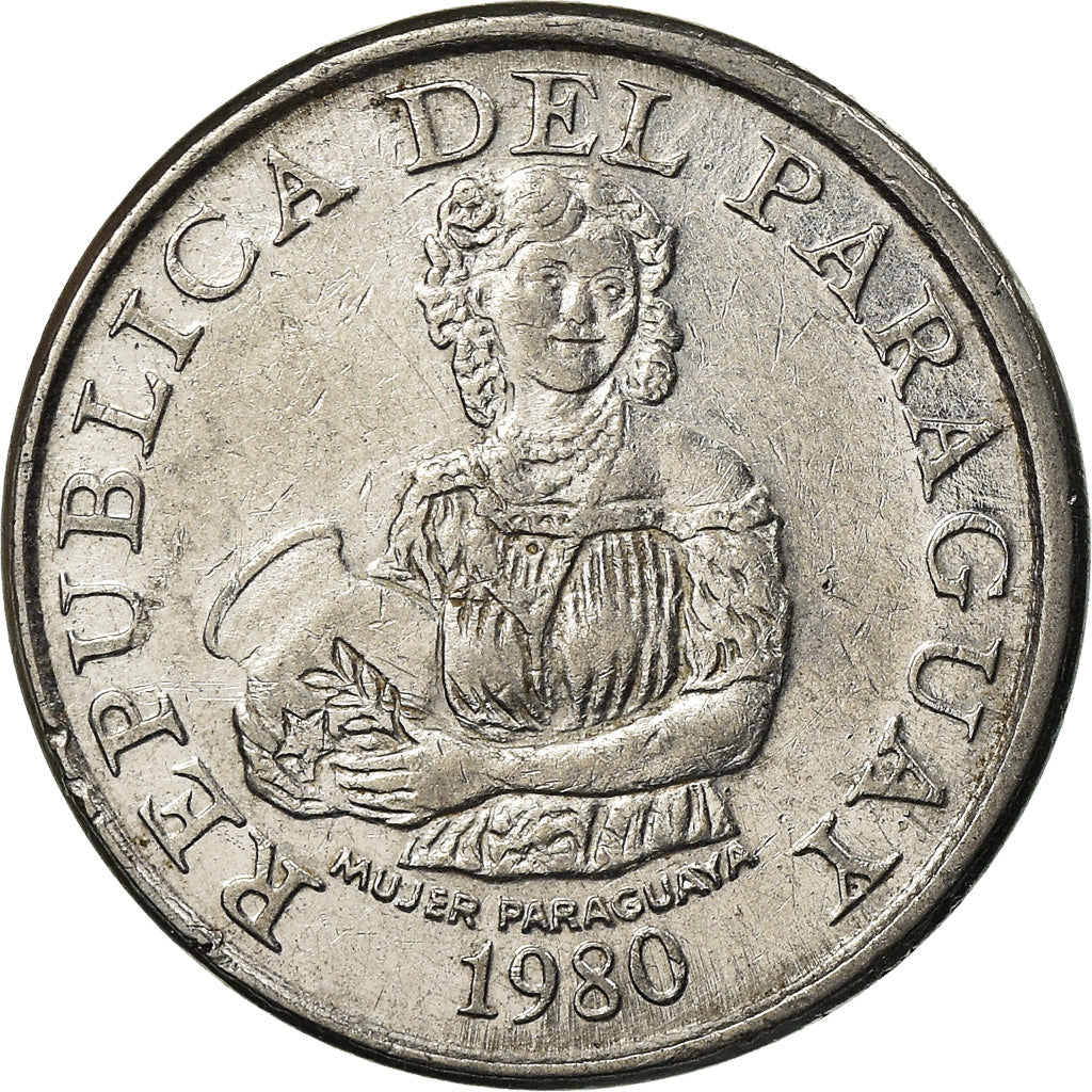 Coin, Paraguay, 5 Guaranies, 1980, EF(40-45), Stainless Steel, KM:166