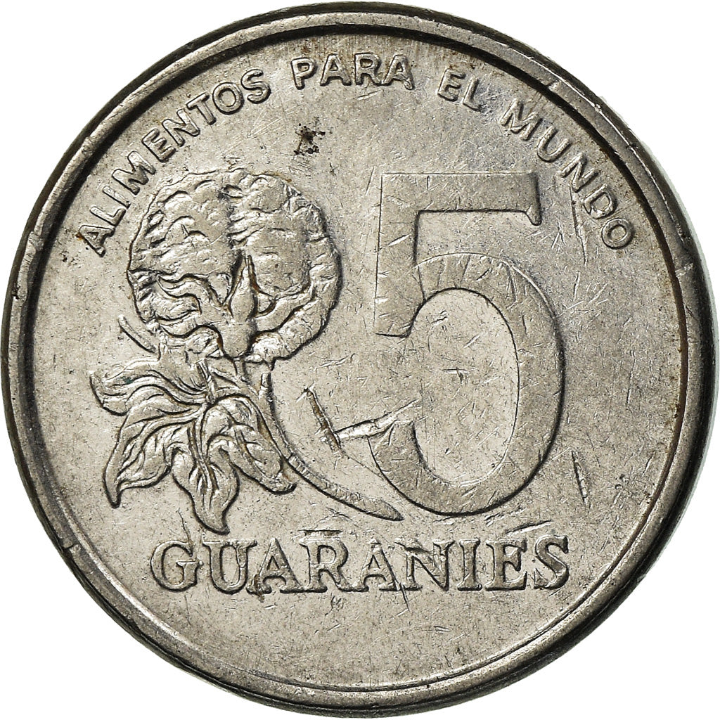 Coin, Paraguay, 5 Guaranies, 1980, EF(40-45), Stainless Steel, KM:166
