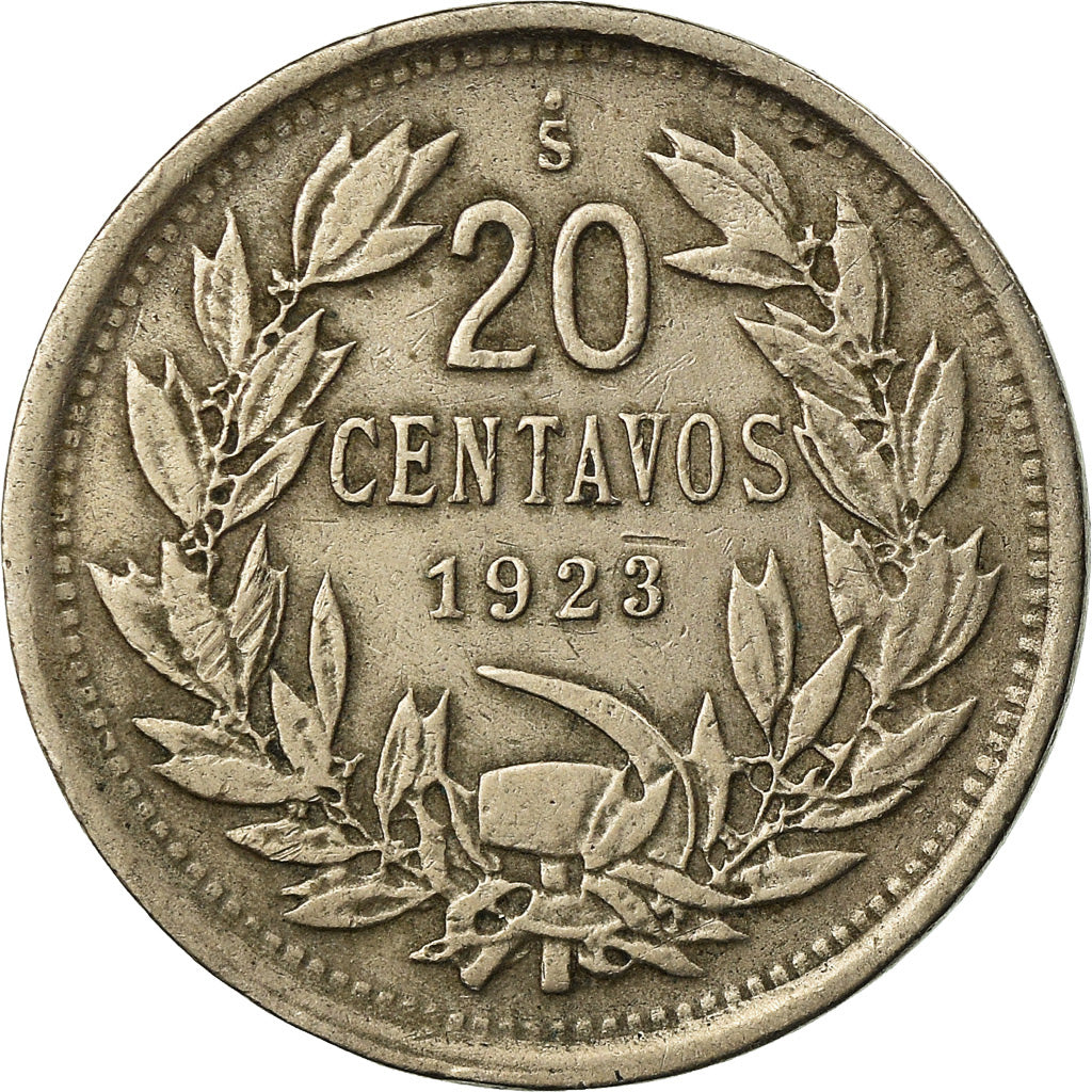 Coin, Chile, 20 Centavos, 1923, EF(40-45), Copper-nickel, KM:167.1