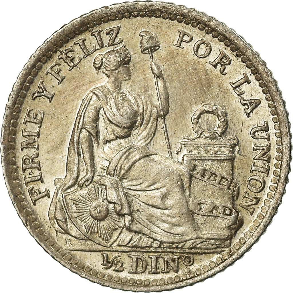 Coin, Peru, 1/2 Dinero, 1911, Lima, AU(55-58), Silver, KM:206.2