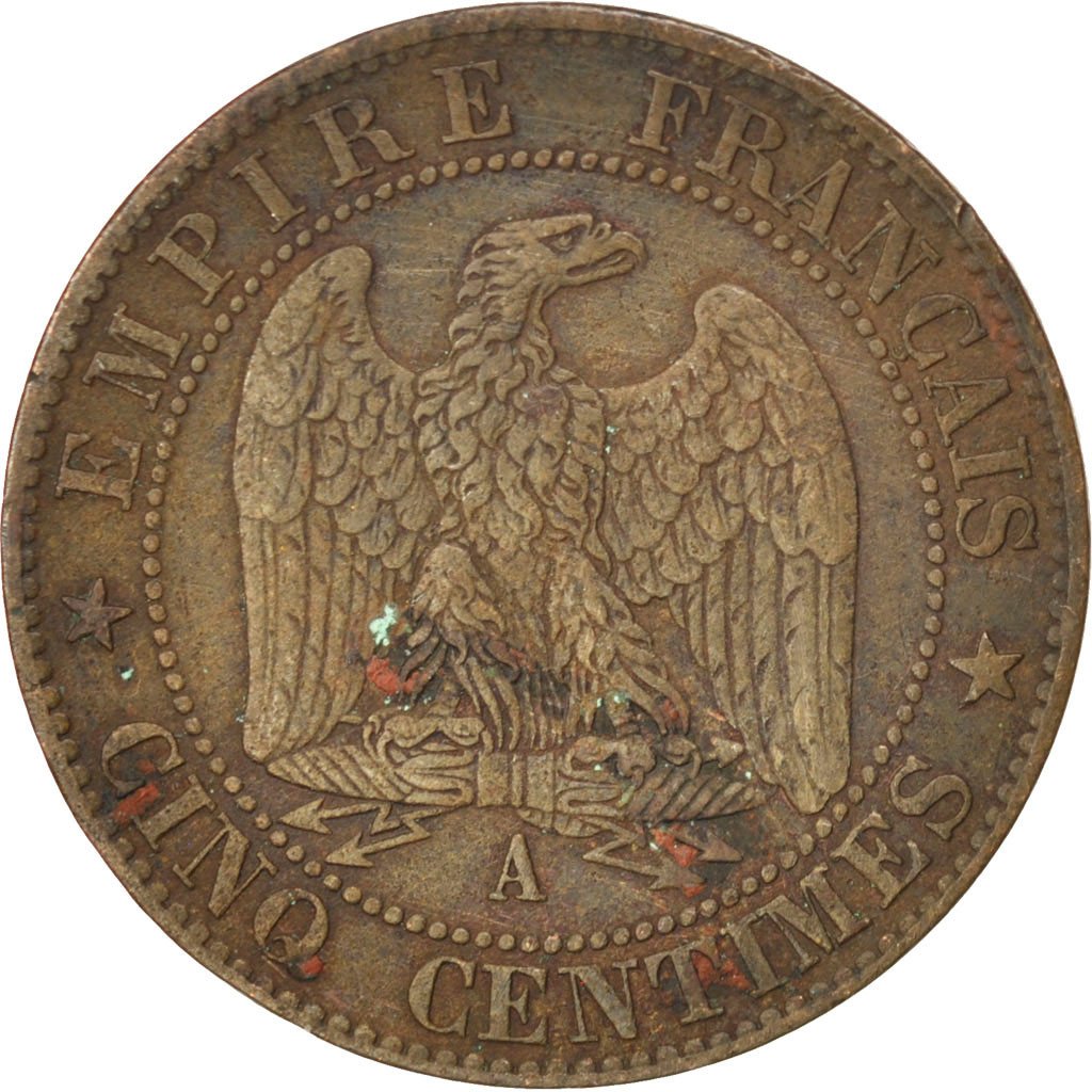 FRANCE, Napoléon III, 5 Centimes, 1864, Paris, KM #797.1, VF(20-25), Bronze, G..