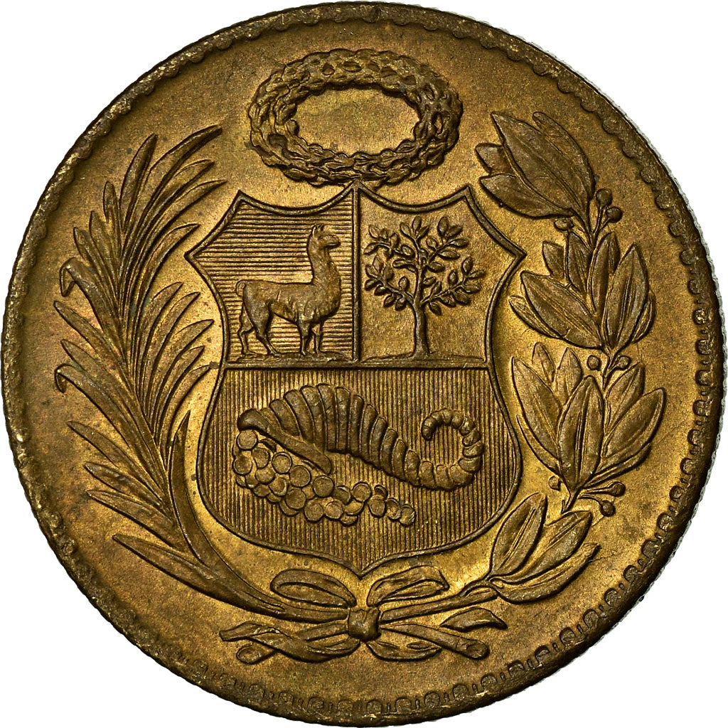 Moneta, Peru, 1/2 Sol, 1960, EF(40-45), Mosiądz, KM:220.5