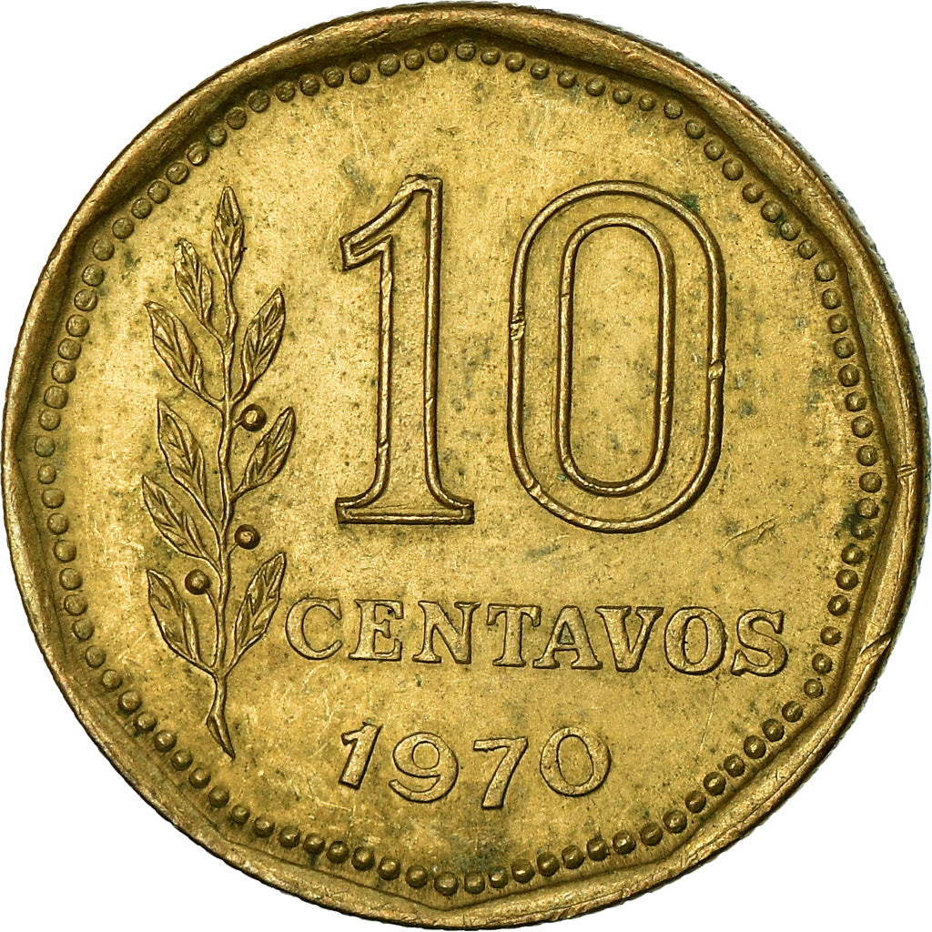 Munten, Argentinië, 10 Centavos, 1970, ZF, Aluminum-Bronze, KM:66