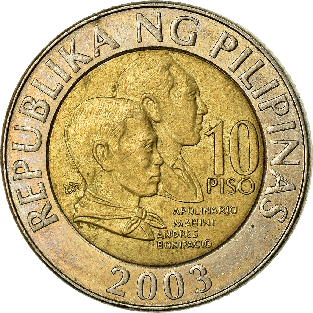 Coin, Philippines, 10 Piso, 2003, Manila, EF(40-45), Bi-Metallic, KM:278